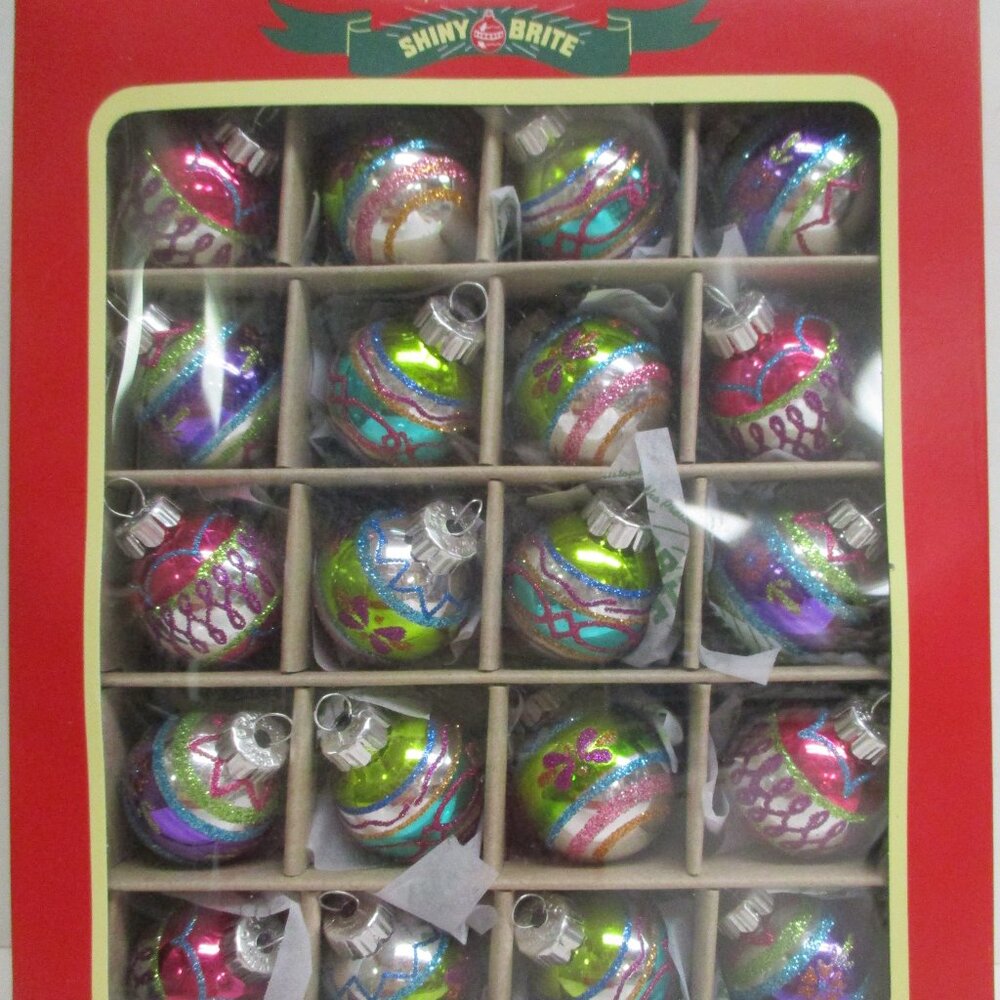 Christopher Radko Shiny Brite Mini Glass Ornament 20 . (1.25") Pink Green purple